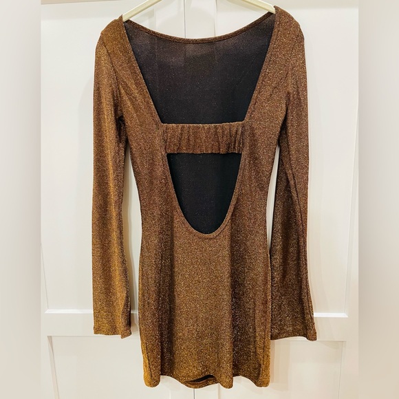 NWOT Princess Polly Olas Open Back Mini Dress Copper, Size 4 - Picture 4 of 6